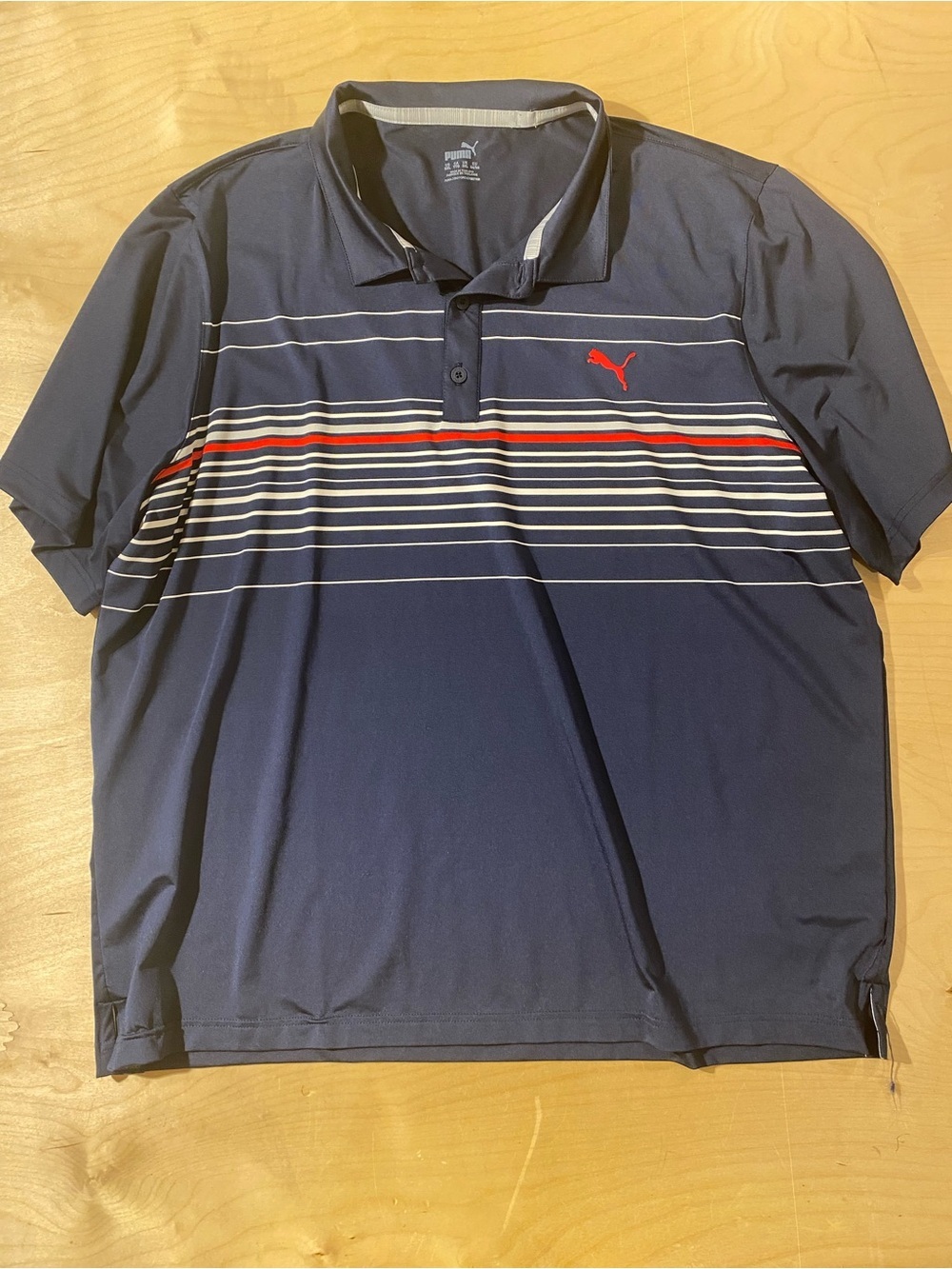 Puma Men’s Navy Short Sleeve Polo with Red Stripe XXL (SF)